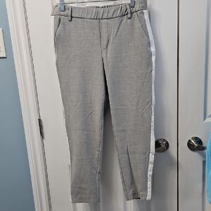 Zara Toxedo Pant Color Gray And White Size Medium Cropped